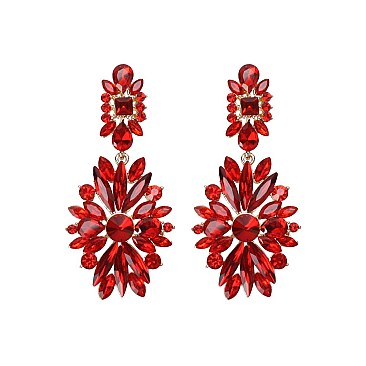 CRYSTAL STONE DANGLY DROP SPIKEY EARRINGS SLEY6306