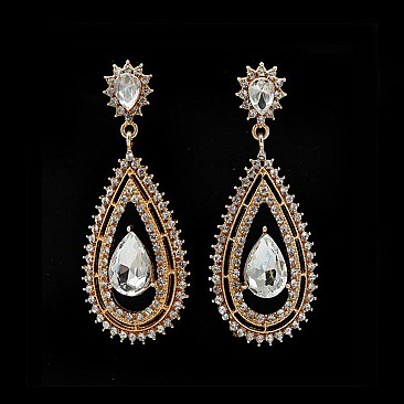 FASHIONABLE MINI STONE GOLD EARRINGS SLEY7436