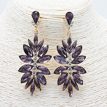 FASHIONABLE RHINESTONE DANGLE EARRINGS PURPLE SLEY7437