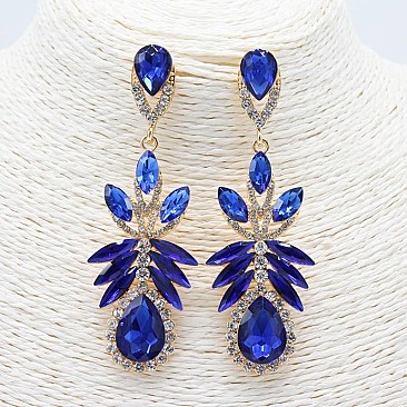 FASHIONABLE DAINTY RHINESTONE EARRINGS ROYAL BLUE SLEY7438