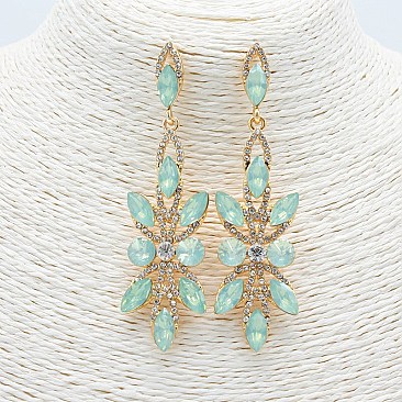 FASHIONABLE FLOWER STONE DANGLE EARRINGS SLEY7446