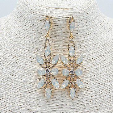 FASHIONABLE FLOWER STONE DANGLE EARRINGS SLEY7446