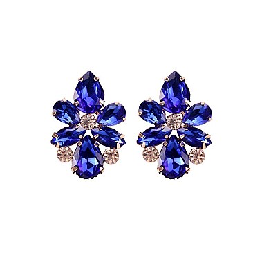 FASHIONABLE FLOWER RHINESTONE EARRING W/ GEMS SLEY7964