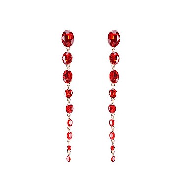 FASHIONABLE LONG CIRCLE RHINESTONE EARRING W/ GEMS SLEY7965