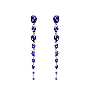 FASHIONABLE LONG CIRCLE RHINESTONE EARRING W/ GEMS SLEY7965