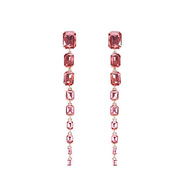 FASHIONABLE LONG SQUARE RHINESTONE EARRING W/ GEMS SLEY7966