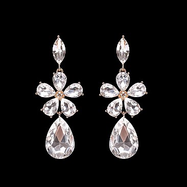 FASHIONABLE DAISY RHINESTONE EARRING W/ GEMS SLEY7975