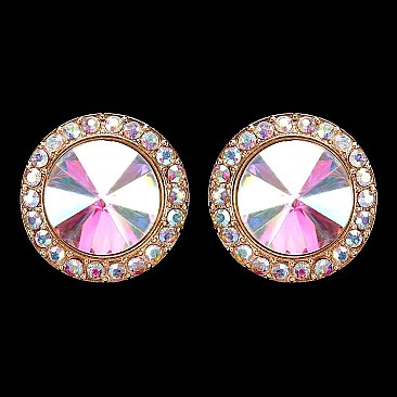 FASHIONABLE ROUND STONE POST EARRING SLEY8061