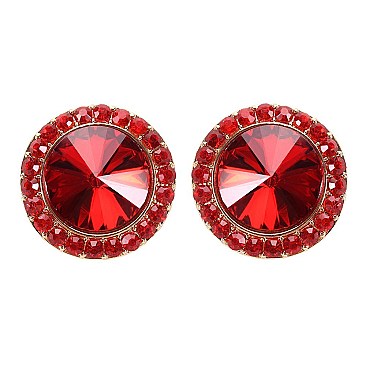 FASHIONABLE ROUND STONE POST EARRING SLEY8061