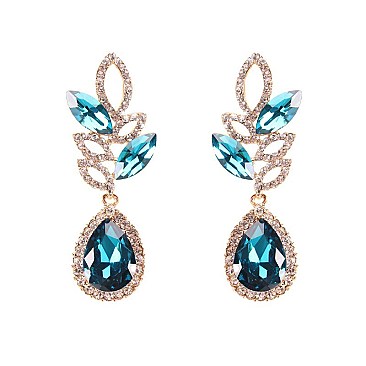 FASHIONABLE OVAL RHINESTONE EARRING W/ GEMS SLEY8069