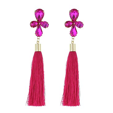 Trendy Rhinestone Earring with Dangly Tassels SLEY8145