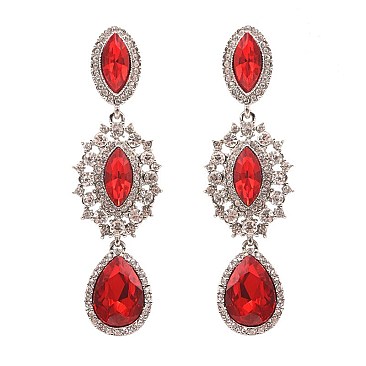 FASHIONABLE TEARDROP FILIGREE STONE EARRING SLEY8156