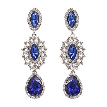FASHIONABLE TEARDROP FILIGREE STONE EARRING SLEY8156