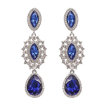 FASHIONABLE TEARDROP FILIGREE STONE EARRING SLEY8156