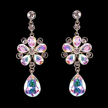 FASHIONABLE RADIANT FLORAL DROP STONE EARRING SLEY8159