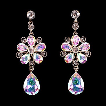 FASHIONABLE RADIANT FLORAL DROP STONE EARRING SLEY8159