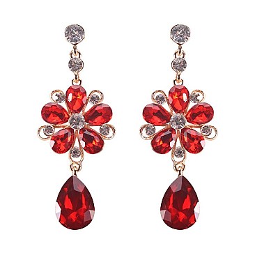 FASHIONABLE RADIANT FLORAL DROP STONE EARRING SLEY8159