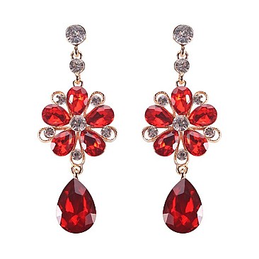 FASHIONABLE RADIANT FLORAL DROP STONE EARRING SLEY8159