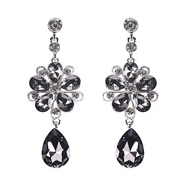 FASHIONABLE RADIANT FLORAL DROP STONE EARRING SLEY8159