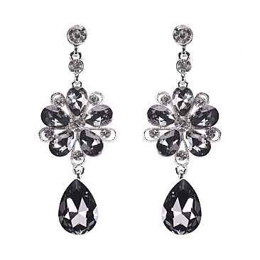 FASHIONABLE RADIANT FLORAL DROP STONE EARRING SLEY8159