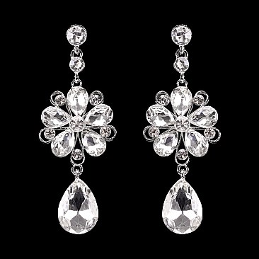 FASHIONABLE RADIANT FLORAL DROP STONE EARRING SLEY8159