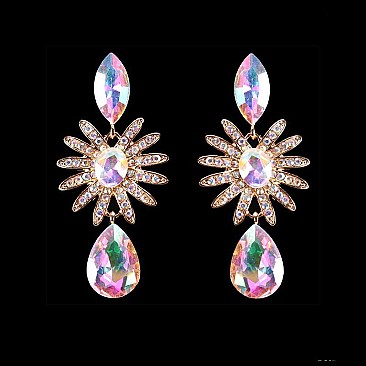 FASHIONABLE CIRCLE RHINESTONE EARRING W/ POINTS IN CENTER SLEY8161