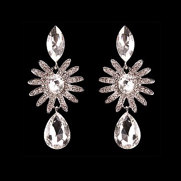 FASHIONABLE CIRCLE RHINESTONE EARRING W/ POINTS IN CENTER SLEY8161