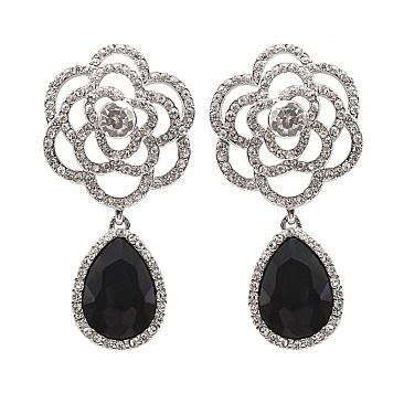 FASHIONABLE FLORAL TEARDROP STONE EARRING SLEY8165