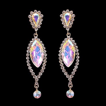 FASHIONABLE LARGE TEAR RHINESTONE EARRING W/ GEMS SLEY8167