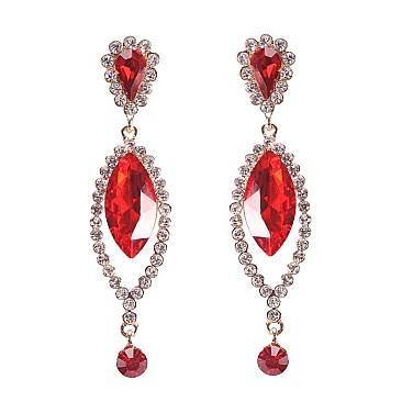 FASHIONABLE LARGE TEAR RHINESTONE EARRING W/ GEMS SLEY8167