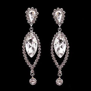 FASHIONABLE LARGE TEAR RHINESTONE EARRING W/ GEMS SLEY8167