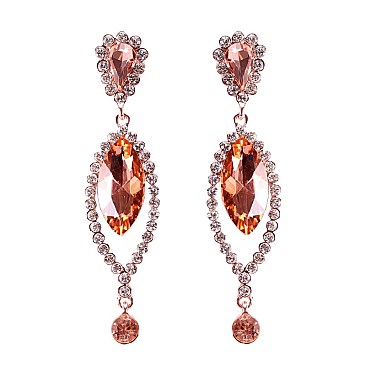 FASHIONABLE LARGE TEAR RHINESTONE EARRING W/ GEMS SLEY8167