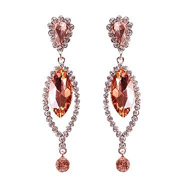 FASHIONABLE LARGE TEAR RHINESTONE EARRING W/ GEMS SLEY8167