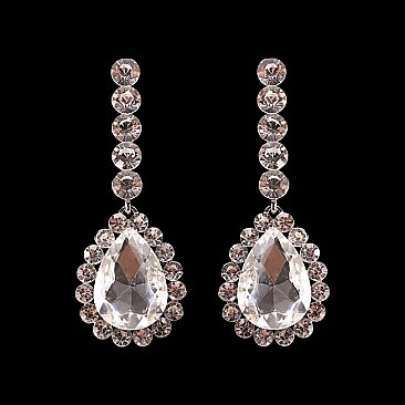 FASHIONABLE TWO TONE RHINESTONE EARRING SLEY8170