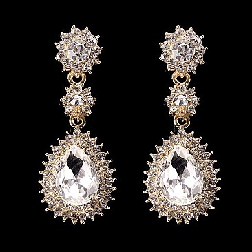 FASHIONABLE ART DECO TEARDROP STONE EARRING SLEY8420