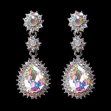 FASHIONABLE ART DECO TEARDROP STONE EARRING SLEY8420