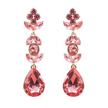 FASHIONABLE FANCY LEAF TEARDROP STONE EARRING SLEY8424