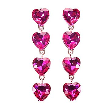 FASHIONABLE HEARTS CHANDELIER STONE EARRING SLEY8428