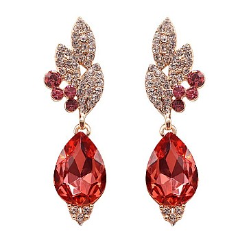 FASHIONABLE FANCY LEAF DROP STONE EARRING SLEY8430