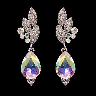 FASHIONABLE FANCY LEAF DROP STONE EARRING SLEY8430