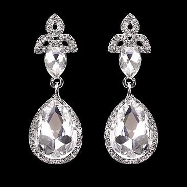 FASHIONABLE ROYAL MIRROR HALO STONE EARRING SLEY8433