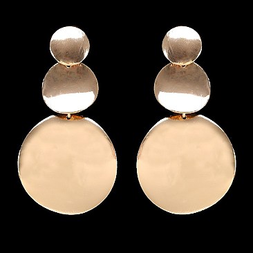 Trendy 3 Tiered Round Metal Post Earrings SLEY8538