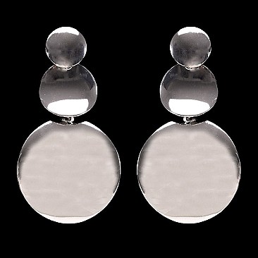 Trendy 3 Tiered Round Metal Post Earrings SLEY8538