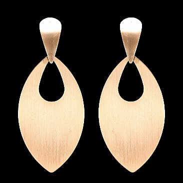 Fashionable Long Oval Metal Disc Post Earrings SLEY8545