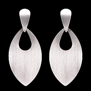 Fashionable Long Oval Metal Disc Post Earrings SLEY8545