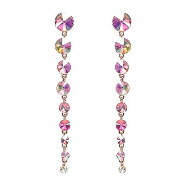 FASHIONABLE ROUND STONE DANGLE POST EARRING