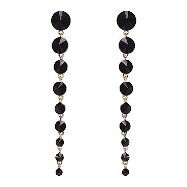 FASHIONABLE ROUND STONE DANGLE POST EARRING
