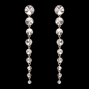 FASHIONABLE ROUND STONE DANGLE POST EARRING