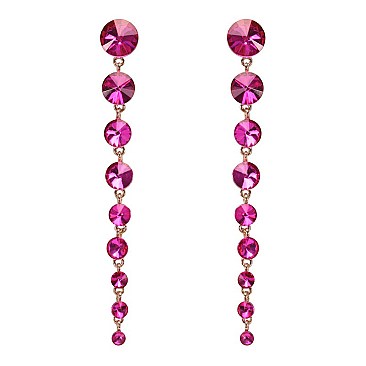 FASHIONABLE ROUND STONE DANGLE POST EARRING