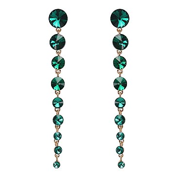 FASHIONABLE ROUND STONE DANGLE POST EARRING